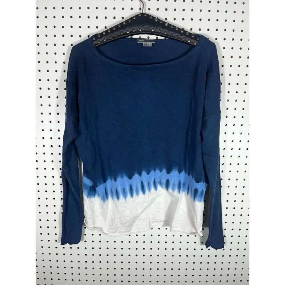Vince Tie Dye Ombré Knit Bateau quarter sleeve top sweater size XS